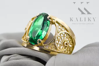 14 Karat Gelbgold Smaragd Ring Vintage Handwerk vrc057y